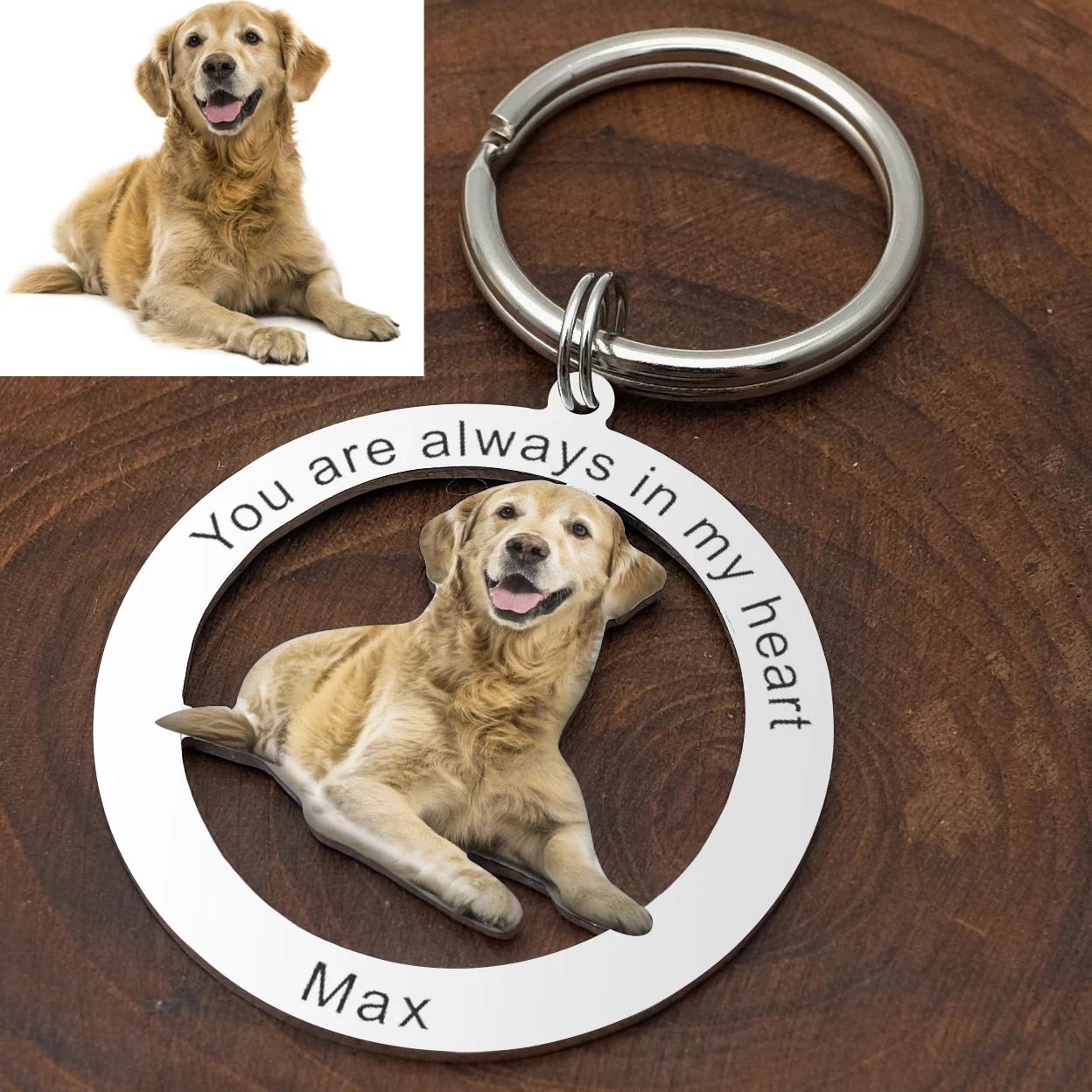 Pet Portrait Keychain Custom Dog Keychain Personaized Pet Memorial Keychain Animal Picture Keyring Pet Lover Gift Pet Loss Gift