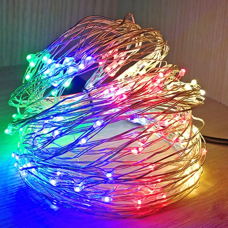 Guirxiété lumineuse LED avec télécommande, fil de cuivre, lumière décorative, fête de Noël, gâteau d'anniversaire, boîte-cadeau, 5m, 50 LED