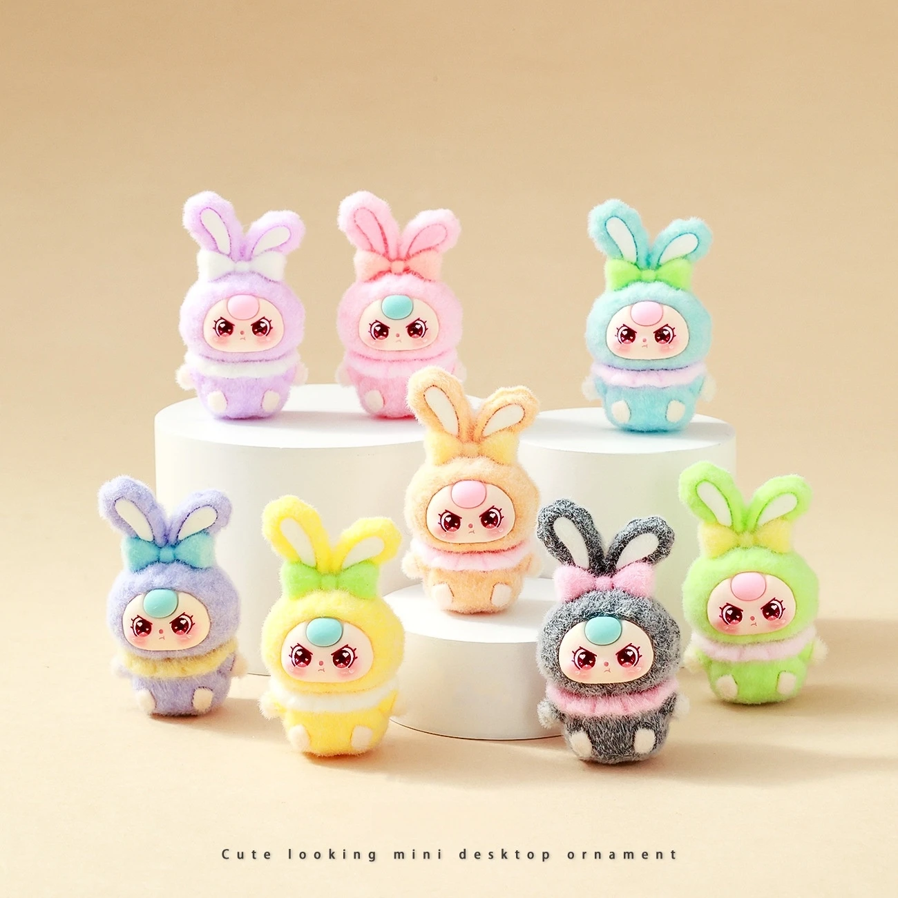 

Blind box 8pcs babythree Labubu Lovely Anime Flocked Action Figure Decorative Pendant Desktop Kawaii Doll Car Ornaments Toy Gift
