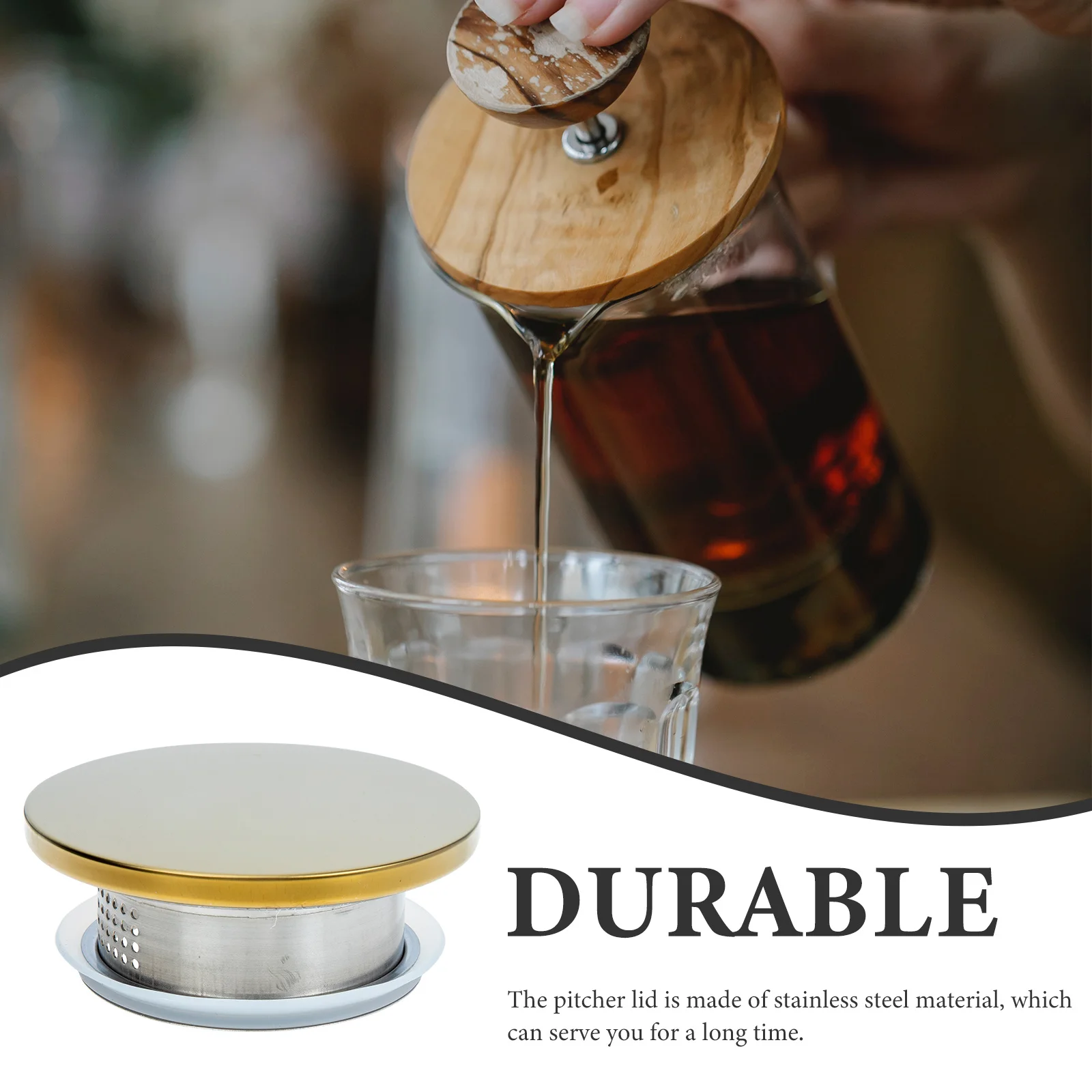

2Pcs Stainless Steel Tea Strainer Pitcher Lid Two Outlet Ports Silicone Jug Lid Household Pitcher Cover