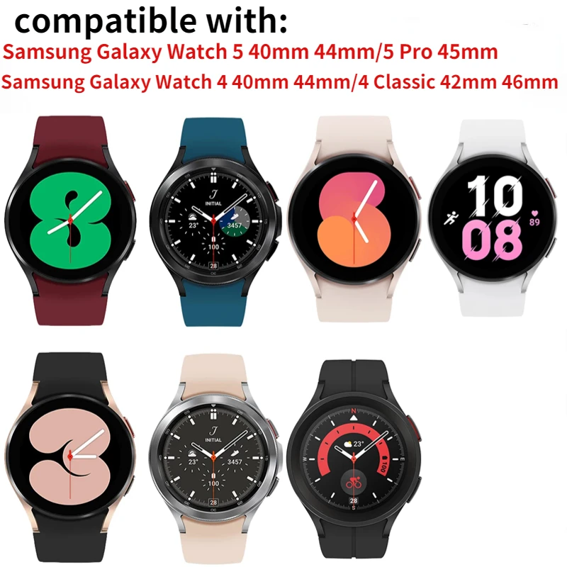 20mm Silicone Strap For Samsung Galaxy Watch 4 6 Classic 47mm/46mm Pro 45mm No Gaps Bracelet Galaxy Watch 7 6 5 4 40mm/44mm Belt