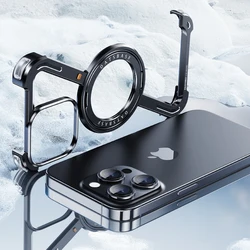 For iPhone 14 15 16 17 Pro Max Plus Z Shape Metal For Magsafe Phone Case 360° Rotation Holder  Shockproof Bumper Protect Cover