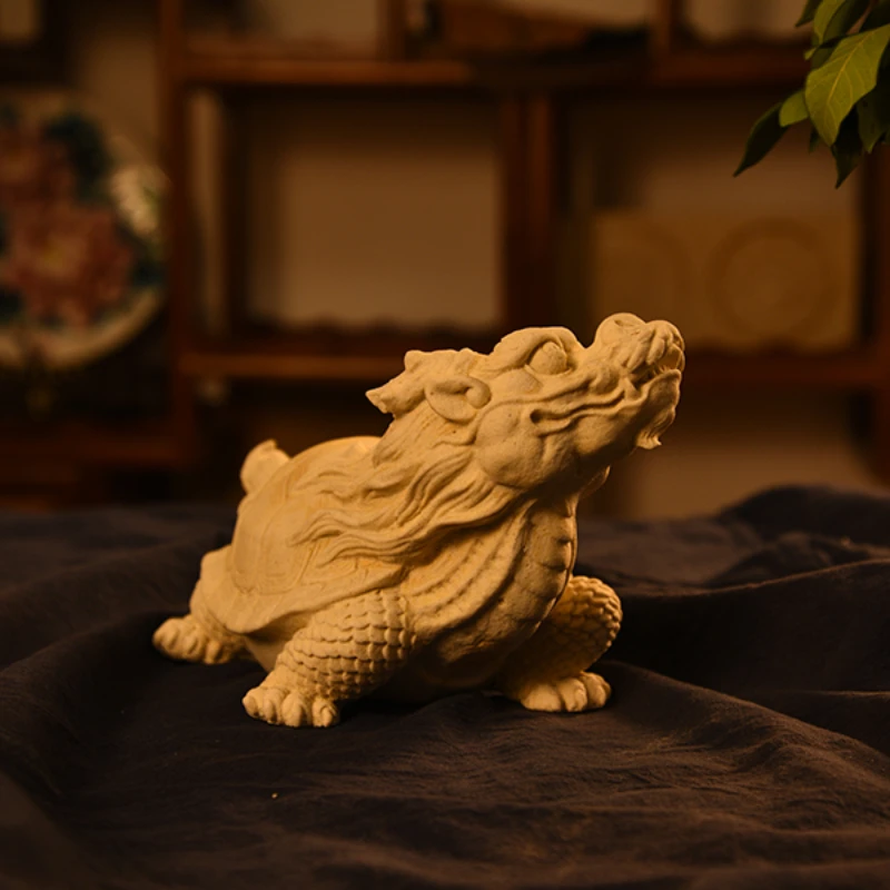 

Bashu Han Pottery Water Absorbing Tea Plate and Tea Pet - Zhenshui Beast and Pixiu Baxia