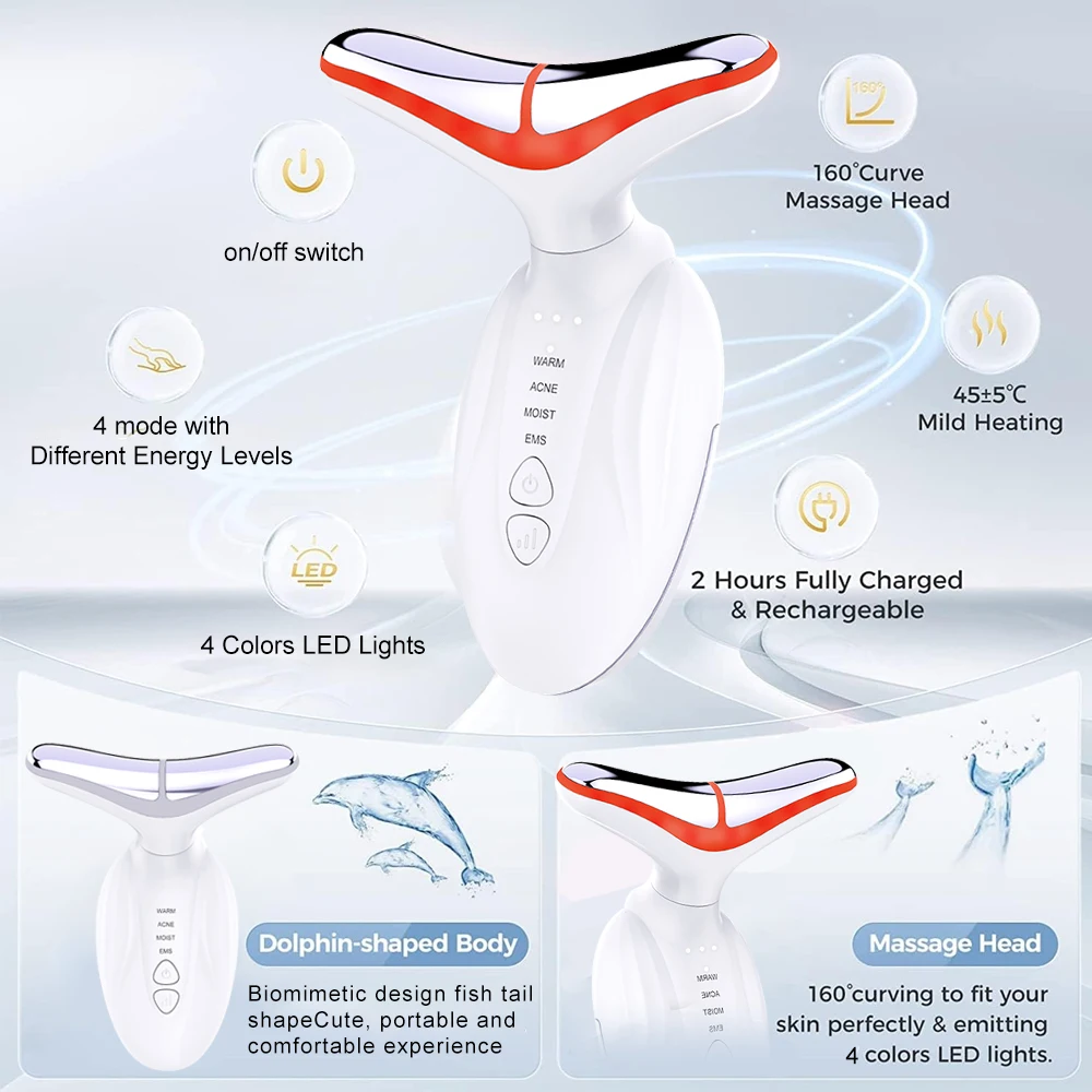 ใช้ในบ้านความงามกระชับผิวอุปกรณ์ต่อต้านริ้วรอยใบหน้าคอริ้วรอย Micro Current Lifting Massager