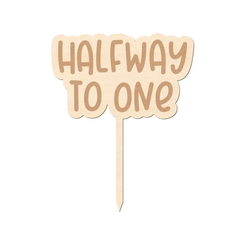 NUBECOM Halfway To One Cake Topper Holzkake Topper mit Halfway To One Design Geburtstagstorte Topper Babyparty Dekorationen – Detail 6