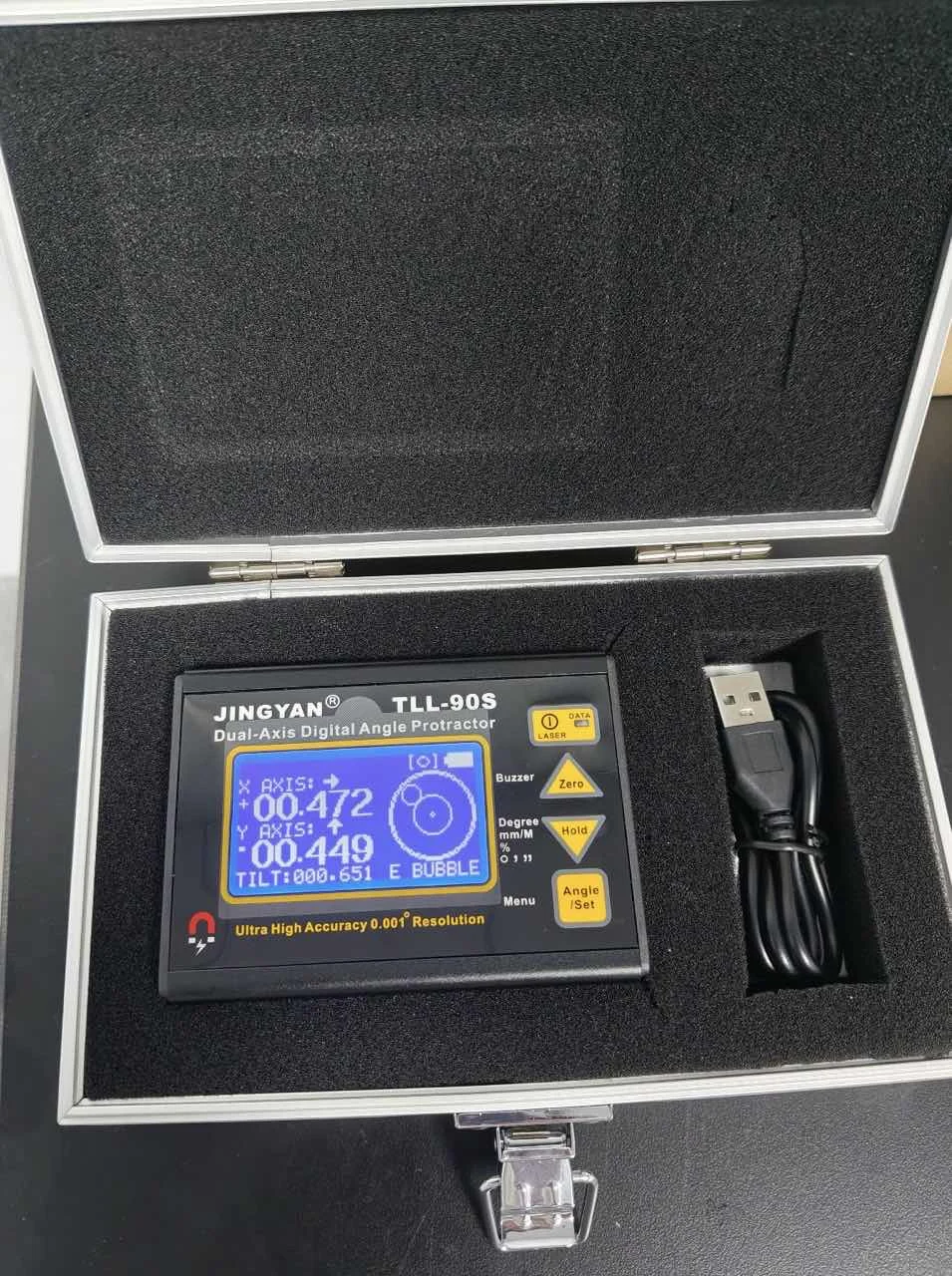 TLL-90S Super High Precision Angle Meter 0.005 Professional Dual-axis Digital Laser Level Inclinometer with LCD Display