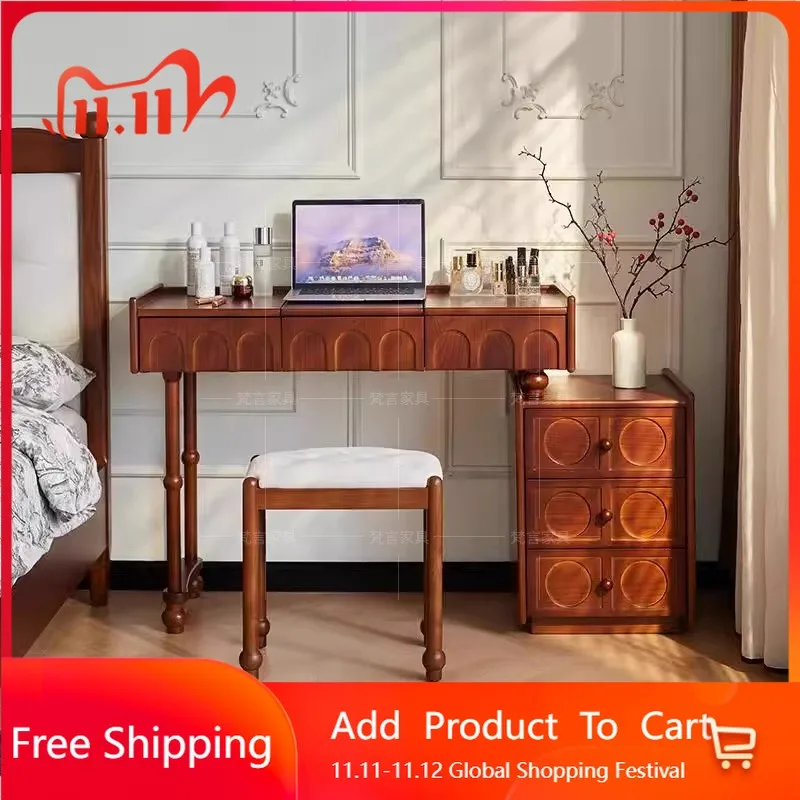 

Wood Makeup Vanity Table Bedroom Drawers Mirror Chair Cabinet Living Room Dressing Table Women Cheap Vestidores Home Furniture