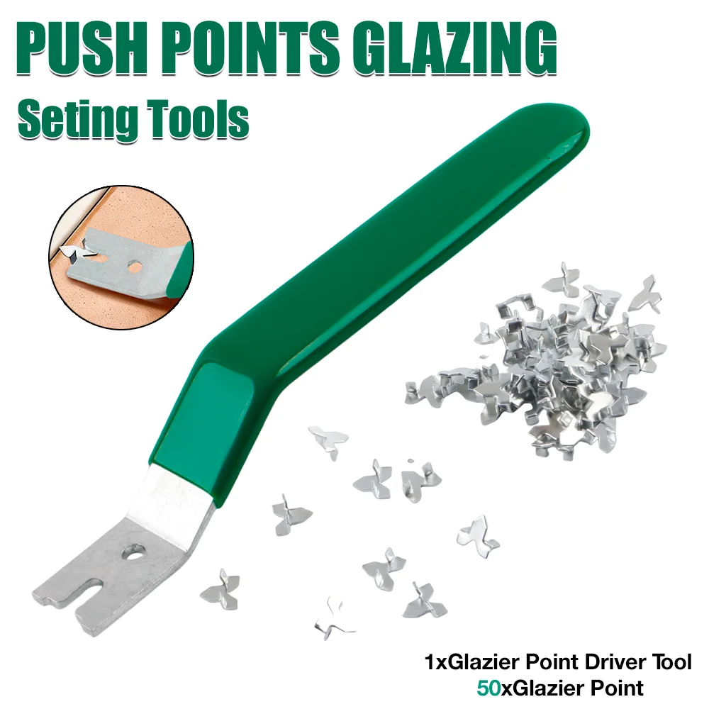 

1PC Glazing Push Point Tool with 50 Push Point, Galvanized Iron Glazing Push Point Driver Tool for Window Glazing, Window Tools