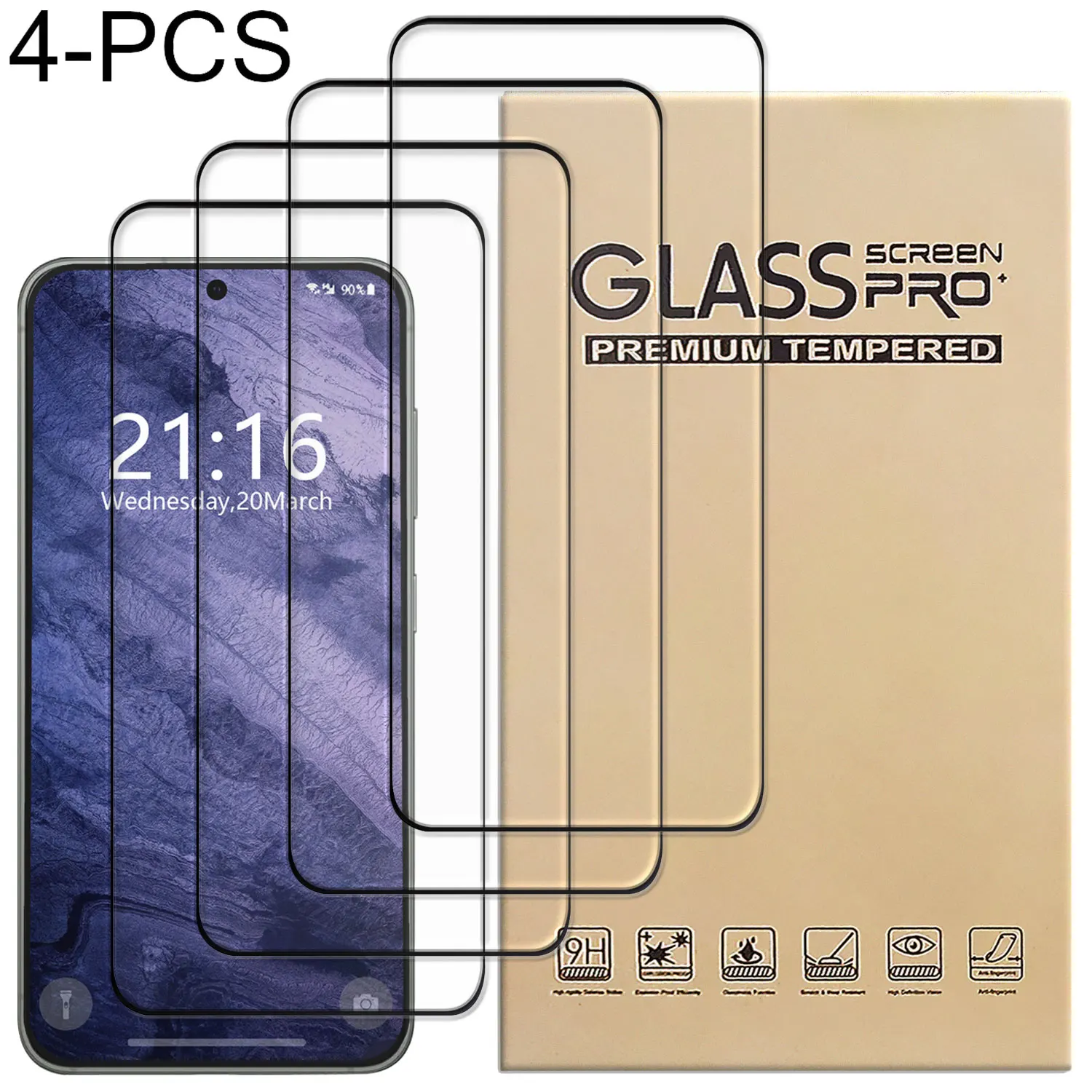 

4Packs Clear Glossy Transparent Tempered Glass Film Screen Protector For Samsung For Galaxy S21/S21 Plus/S21+/S21 Ultra/S21 FE
