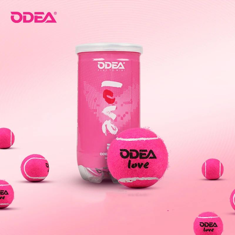 ODEA Professional Tennis Pink Training Ball 2 ball/barrel Match Balls High Elasticity Resistant Durable Excesice Outdoor Traini