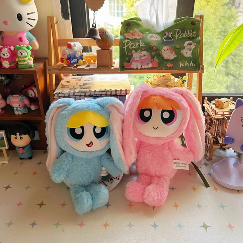 28Cm Kawaii Bunny Gekleed Powerpuff Meisjes Knuffels Leuke Bloesem Boterbloem Bellen Gevulde Pluche Poppen Cadeaus Voor Childr