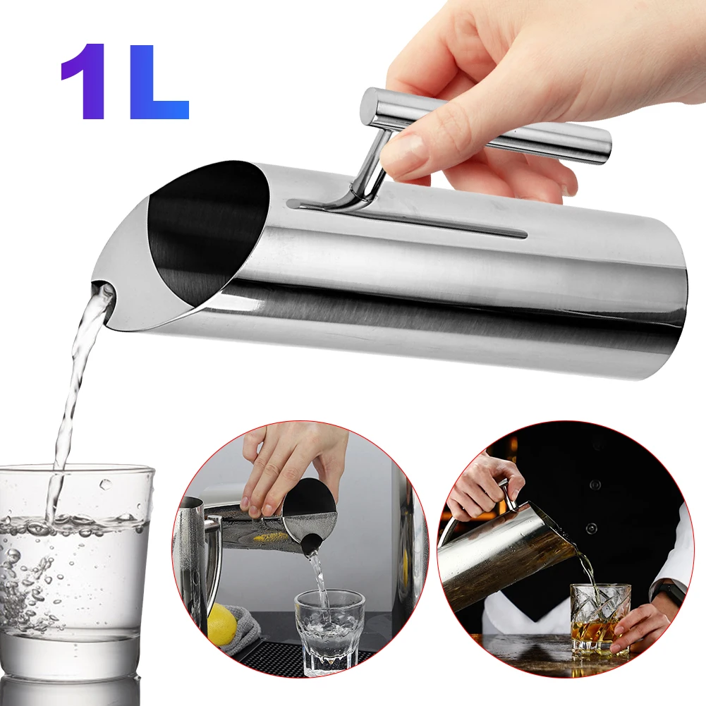 1L Kitchen Cold Wine Pitcher Stainless Steel Water Pitcher Cold Water Kettle Wine Juice Water Jug for Bar Hotel KTV Restaurant