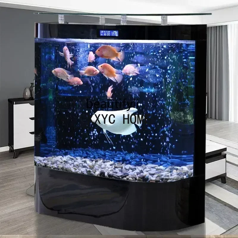 

yj Fish Tank Aquarium Small Glass Change Water Ecological Landscaping Large Bottom Filter Goldfish Turtle Jar