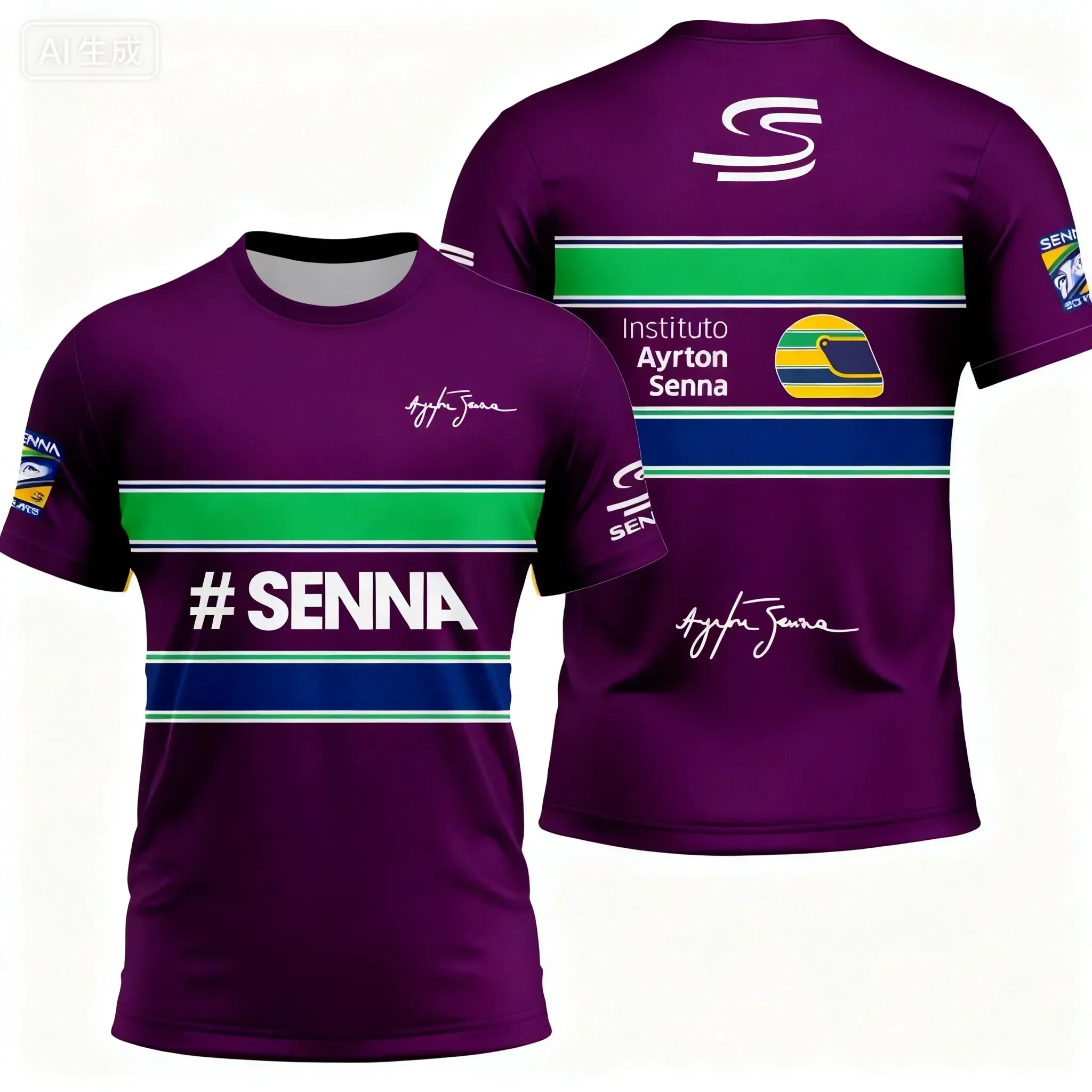2026 New Ayrton Senna No.12 Racing Car Jersey Summer Sports Casual Breathable Men Women's Short Sleeved T-shirt Family Kids Tees