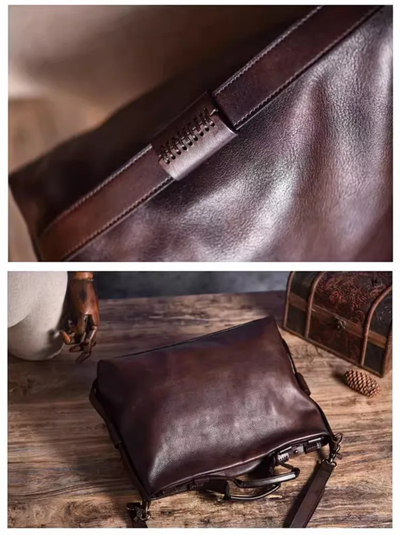PNDME Designer Vintage Echtleder Aktentasche für Damen und Herren, Organizer, Luxus Rindsleder Arbeitstasche, Laptop-Messenger-Tasche, Handtasche – Detail 17