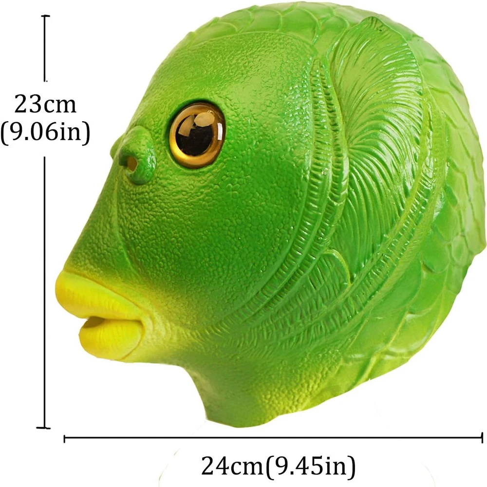 Testa di pesce verde di Halloween Testa di pesce rosso Divertente costume cosplay Maschera Festa di carnevale per adulti Maschera per testa di pesce Copricapo per il primo di aprile