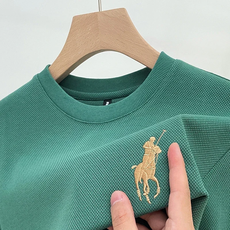 

High Quality Embroidered T-Shirt for Men Casual Round Neck Long Sleeve Top 2024 Spring and Autumn Sports Trend Loose Comfortable