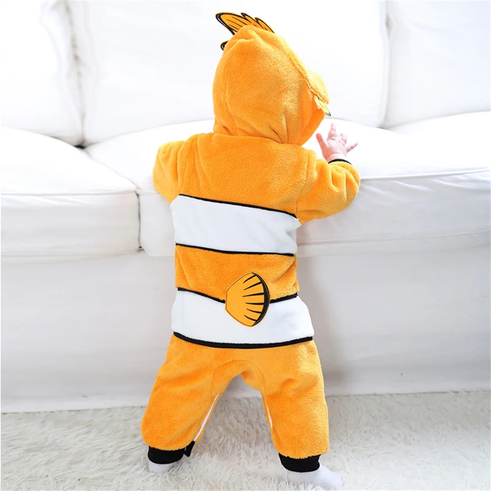 Anime Baby Romper Fish Onesie Newborn Boy Girl Clothes Flannel Soft Pajama Halloween Jumpsuit Kawaii Toddler Outfit