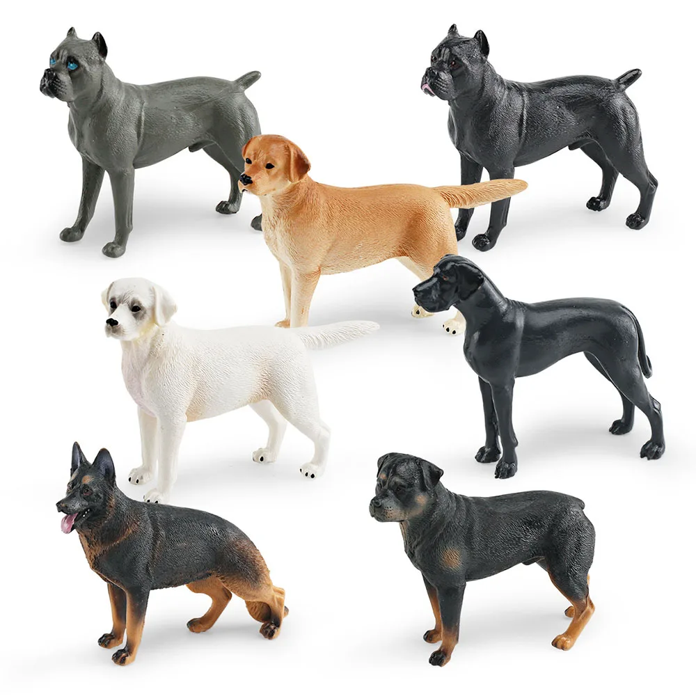 1Pc Cute Pet Dog Figures Mini Shepherd Rottweiler Labrador Retriever Cane Corso Great Dane PVC Figurine  Kids Educational Toy