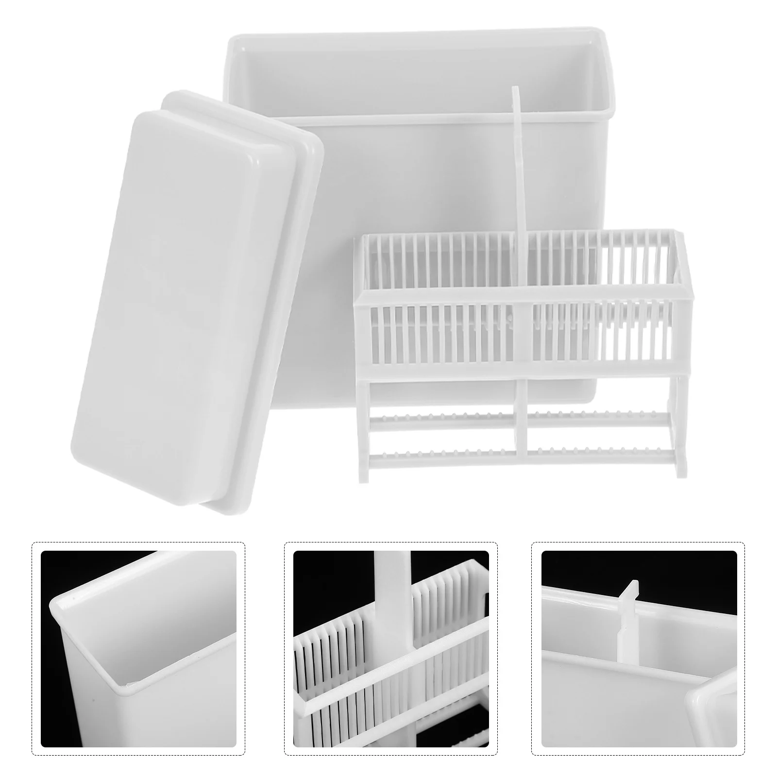 

2Sets Microscope Slide Staining Jar and Rack Durable Easy Clean Plastic Material Boost Work Efficiency in Research Labs