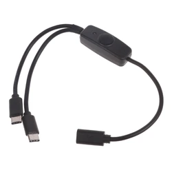 Type C Female to USB C Male Charging Cable with On/Off LED Indicator Charge 2 Devices Simultaneously