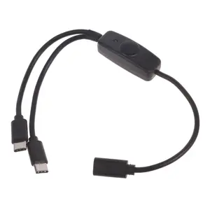 Bilashmart Type C Female to USB C Male Charging Cable with On/Off LED Indicator Charge 2 Devices Simultaneously
