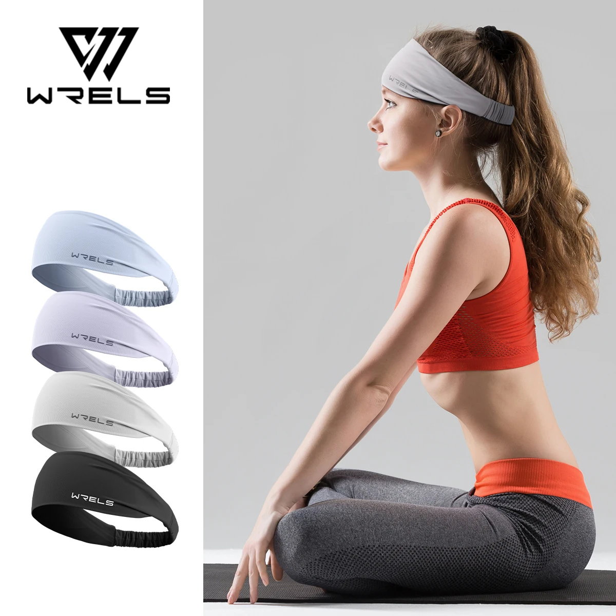 

WRELS Sport Headband Running Fitness Sweatband Elastic Absorbent Sweat Jog Tennis Yoga Gym Head Band Hair Bandage Men Women