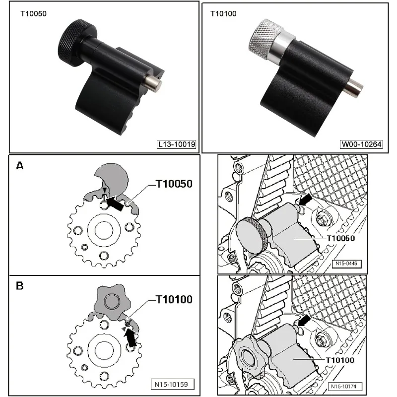 Kit d'outils de verrouillage de manivelle de came de distribution de moteur diesel de voiture, VW, AUDI, T10050, T10100, 1.2, 1.4, 1.9, 2.0TDI