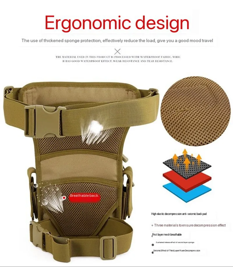 Imagem -06 - Bolsa de Perna Externa Tática Masculina Edição Móvel de Combate Atualizada Bolsa Tirossbody Multifuncional Ventiladores Militares Pacote de Cintura