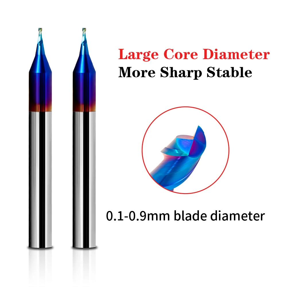 HRC65 Micro Ball Nose End Mill 4mm Shank Milling Cutter Carbide Tungsten Router Bit 2Flute Metal CNC Cutting Tools R0.1-R0.45