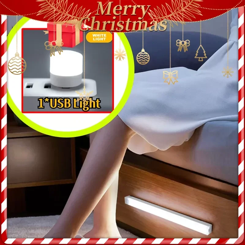 Motion Sensor Cabinet Night Light Wireless LED Lights USB Rechargeable Wall Lamp Staircase Closet Room Decorative IndoorLighting