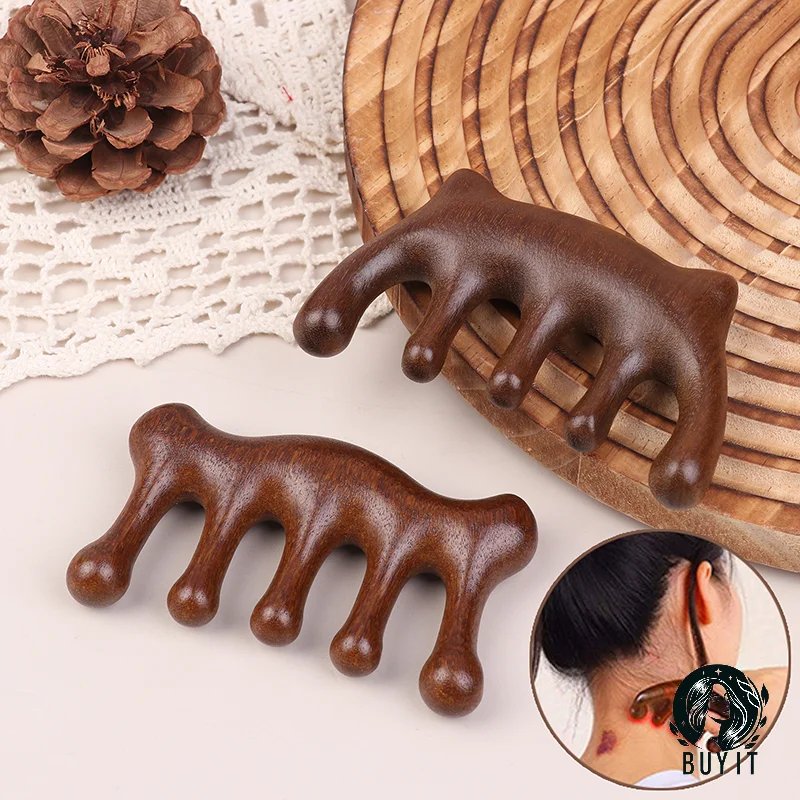 

Body Meridian Massage Comb Sandalwood Five Wide Tooth Comb Acupuncture Therapy Blood Circulation Anti-static Smooth Hair