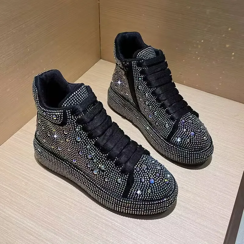 Jesienne buty damskie Moda Gruba podeszwa Pełna gwiazda Rhinestone Wygodne, oddychające, antypoślizgowe, piękne buty na co dzień