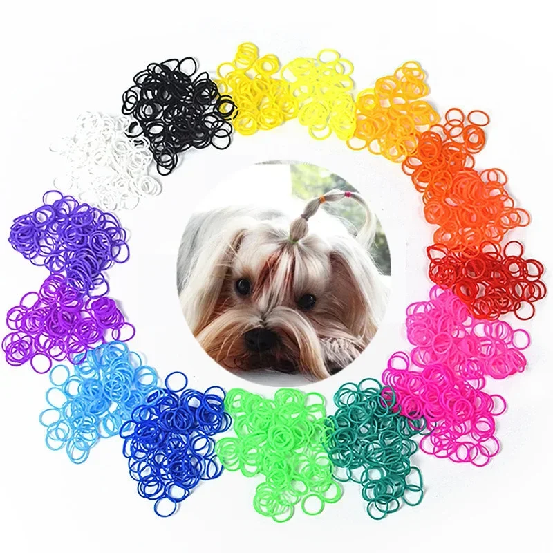 

100pcs/Pack Grooming Cat Puppy Durable Elastic Stretchy Dog Headband No Stick Hair Pet Rubber Band Pet Supplies Accessories