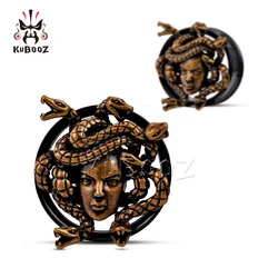 KUBOOZ Medusa Ear Tunnels Plugs Gauges Expander Snake Stretchers Stainless Steel Piercing Jewelry 2PCS