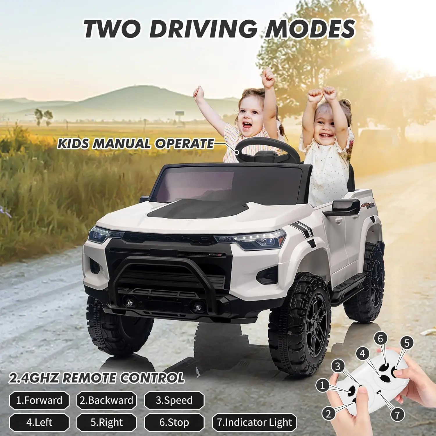 24V 2 places enfants monter sur camion électrique monter sur voiture jouet pour enfants avec télécommande LED lumières musique batterie affichage