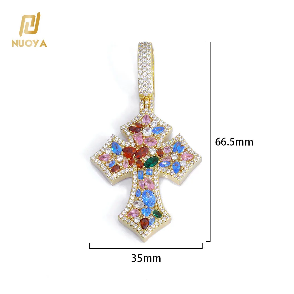 

Hip hop Pendant Necklace Colorful Cubic Zirconia Custom Jewelry Cuban Accessories Personalized Women's Diamond Gift