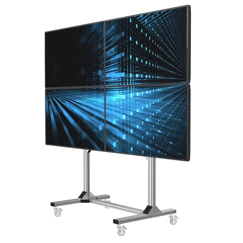 Floating Modern Mobile LCD Light Emitting Diode Video Quad Screen TV Holder