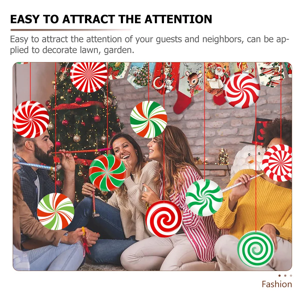 

12 Sheets Christmas Candy Pendants Fake Plastic Hanging Decor for Tree Wall Window Lawn Xmas Party Decoration Christmas Gifts