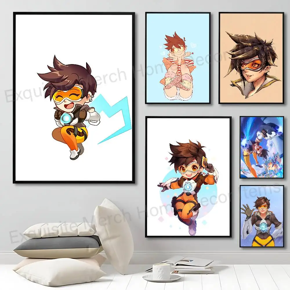 Ow Tracer O-Overwatch Artists Canvas Painting for Living Room Home Decor Poster Fans Gifts-unframed