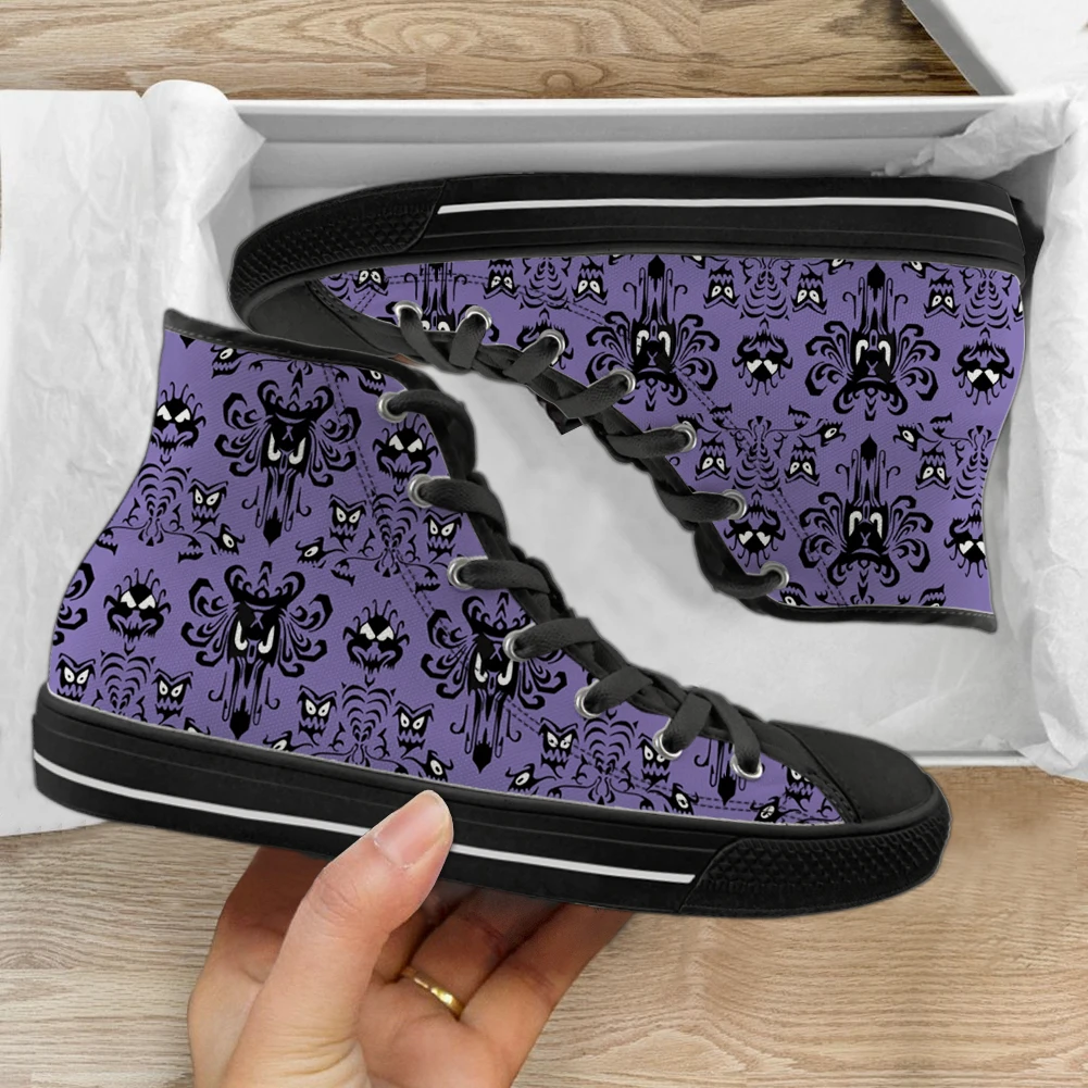 INSTANTARTS Haunted Mansion Casual Cloth Shoes Black Sole High Top Comfortable Breathable 3D Print Men Women Otudoor Sneakers 