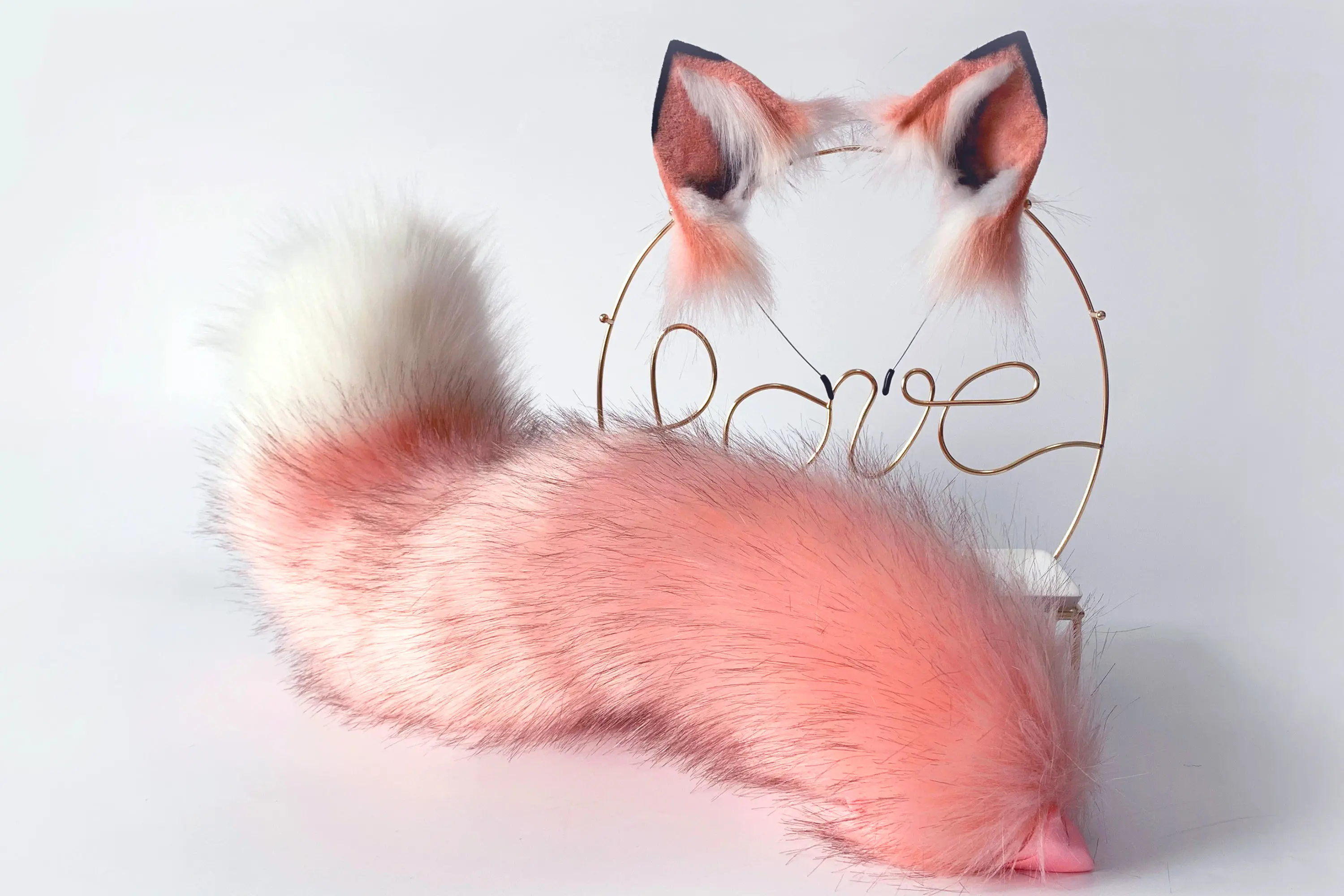 22-inch faux fur cute fox ears and tail, kitten ears and tail set, anime character cosplay ears and tail pet cosplay 3