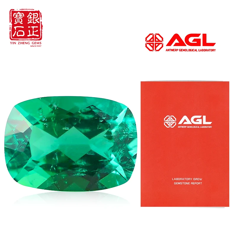 YinZheng Cushion Cut Lab grown Colombia Emerald Loose Stone with Cracks Inclusions Inside Selectable with Certificate Luxury