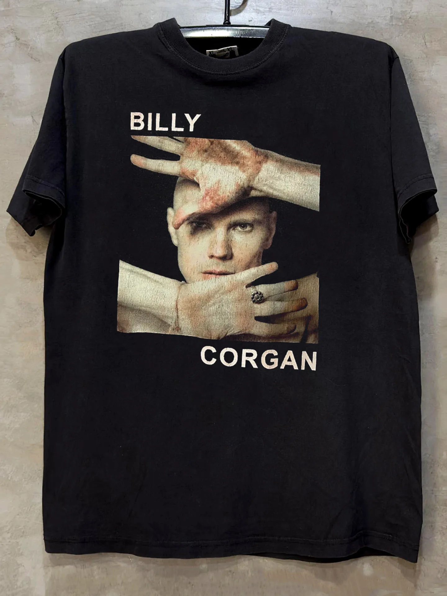 Billy Corgan Heavyweight Vintage Portrait Illustration Short Sleeve T-Shirt Dark Style Cotton round Neck Loose Fit Breathable