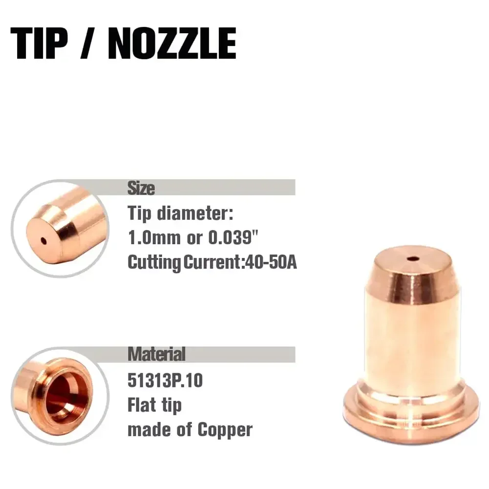 Lanterna De Ponta De Tocha De Corte De Plasma, Tocha De Soldagem, Ponta 1.0mm, 51313 Eletrodo, PT-60, IPT-40, 52582, 23Pcs