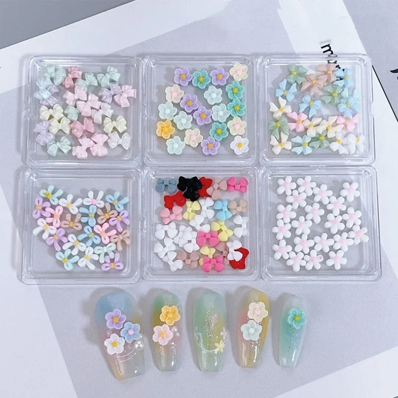 Fascino per unghie con fiocco 3D Accessori per decorazioni floreali per nail art Petali colorati misti Confezione di materiali per manicure fai-da-te Accessori per gioielli