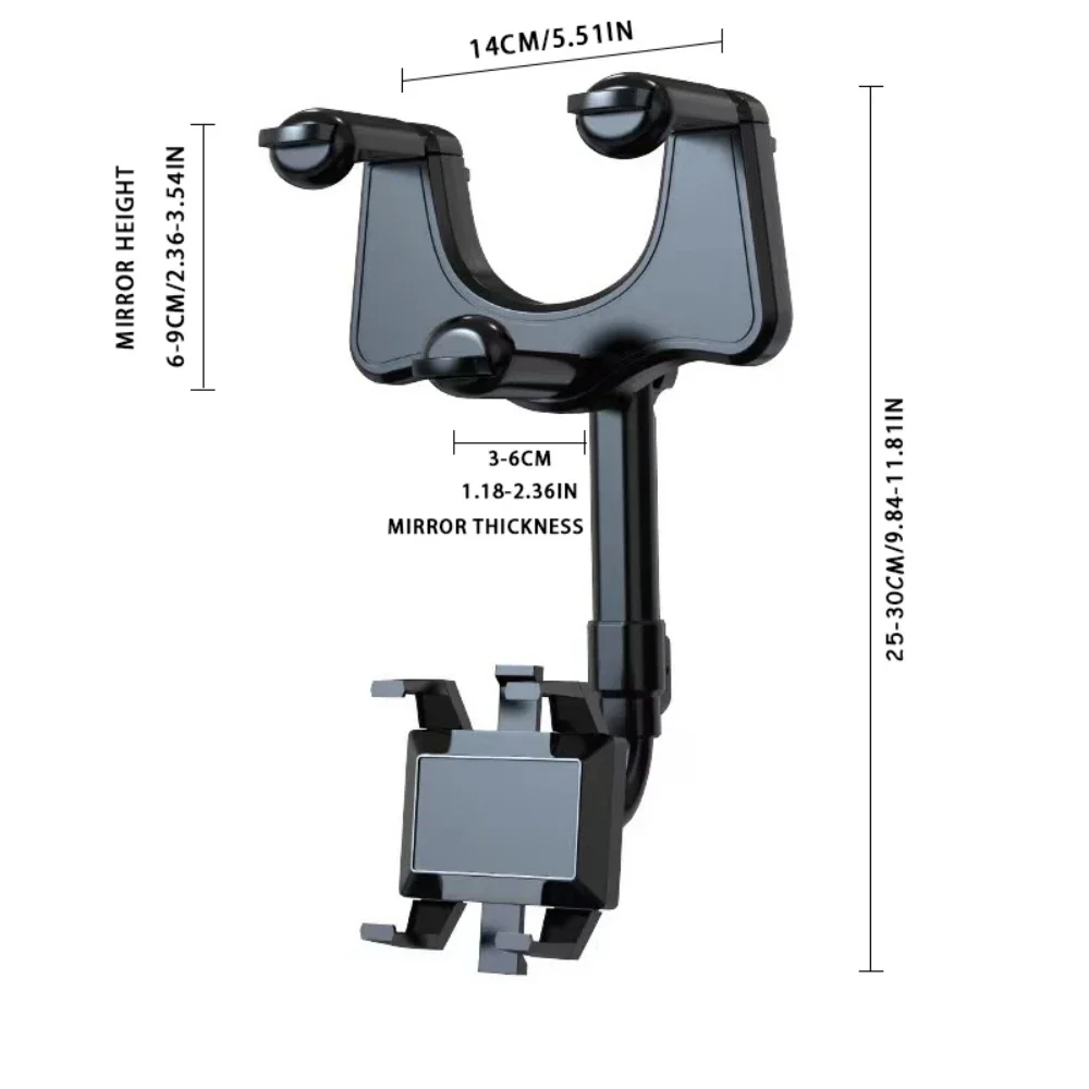 Car Phone Holder Rearview Mirror Mount Car Phone Bracket Navigation GPS Stand Foldable Adjustment Holder Cell Phone Support