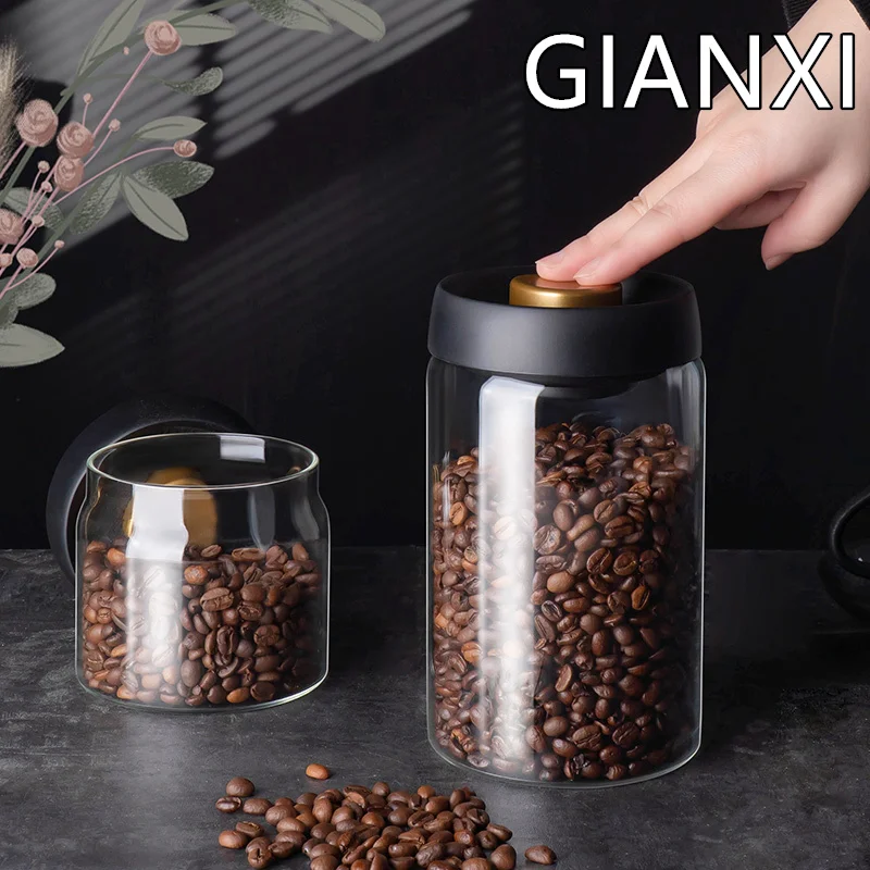 GIANXI Coffee Bean Storage Tank Vacuum Sealed Tank Glass Multigrain Milk Powder Storage Tank Tea Storage Storage Tank