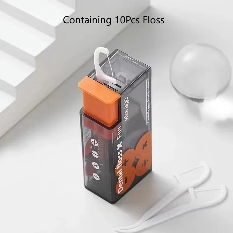 15 Sets Portable Automatic Teeth Flosser Box Containing 10Pcs Floss Floss Pick Dispenser Convenient Practical For Traveling