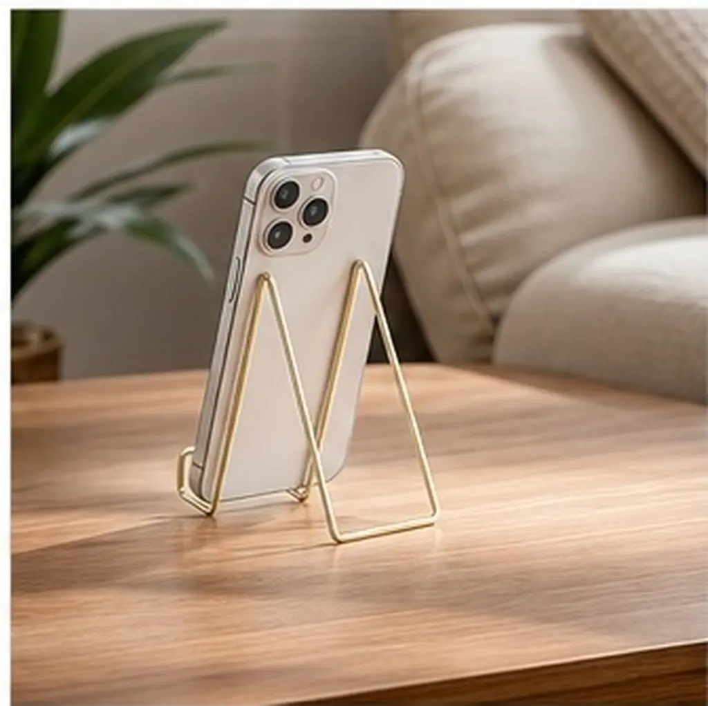 Golden Metal Book Stand Tablet Holder Desk Supporter with Curved Design for Hands Free Reading Watching Movies in